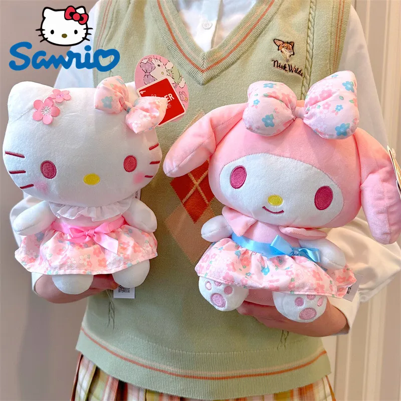 

Sanrio Оригинальная кукла куроми Мелоди Hello Kitty Cinnamoroll pompurin плюшевые куклы серия цветов персика милые аниме игрушки подарок на день рождения