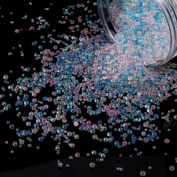 Mini Bubble Ball Beads - Tiny Crystal Glass Beads for DIY Crafting and Nail Art Decor (Pink white series)