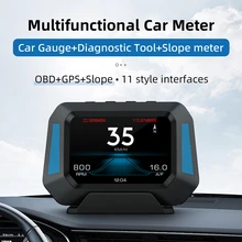 

P21 HUD 4x4 Inclinometer Head Up Display OBD2 GPS System 3.5 Inch Car Level Sensor Gradient Real-Time Off-road Vehicle Speed
