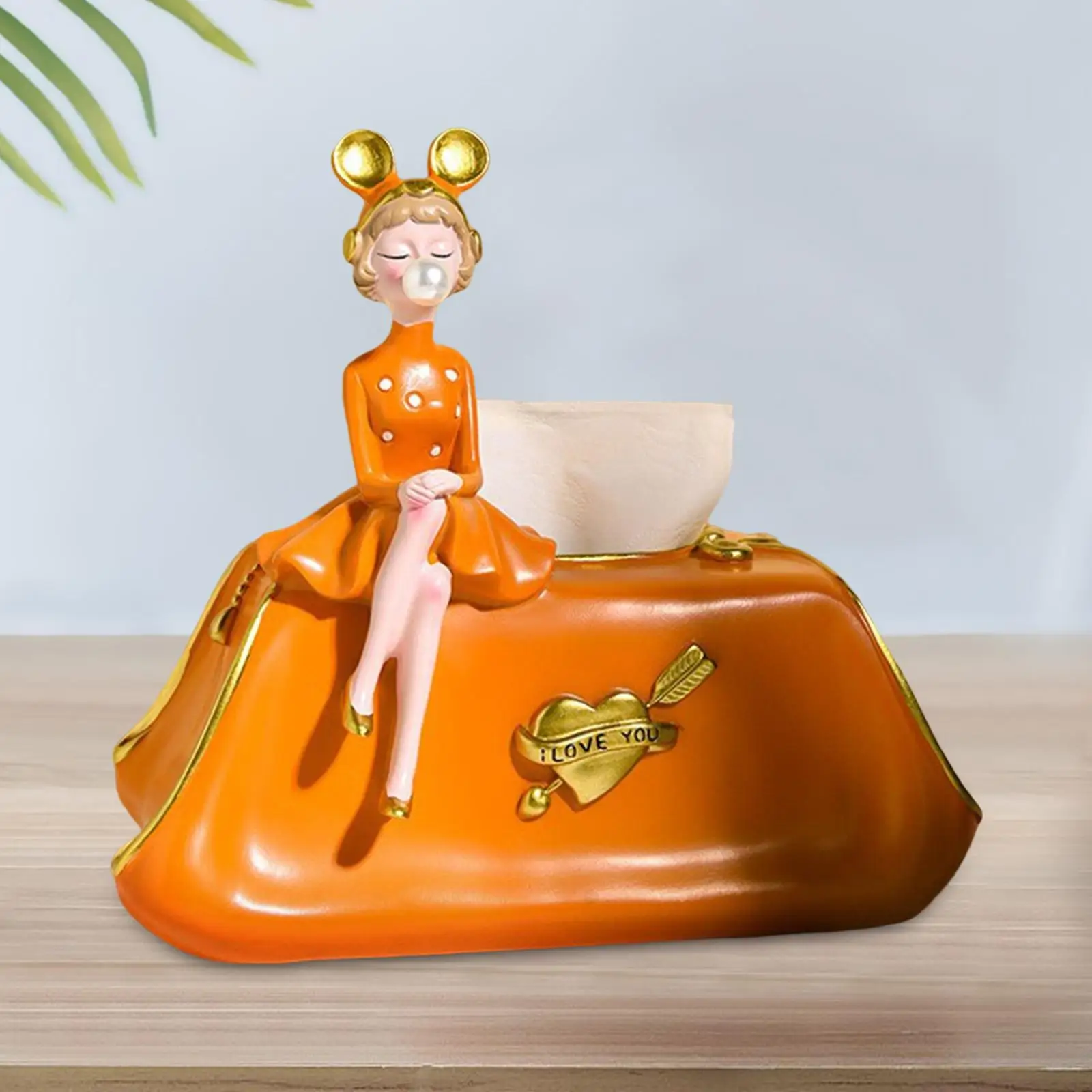 Girl Tissue Box Decorative Ornament for Office Dresser Bedroom 3