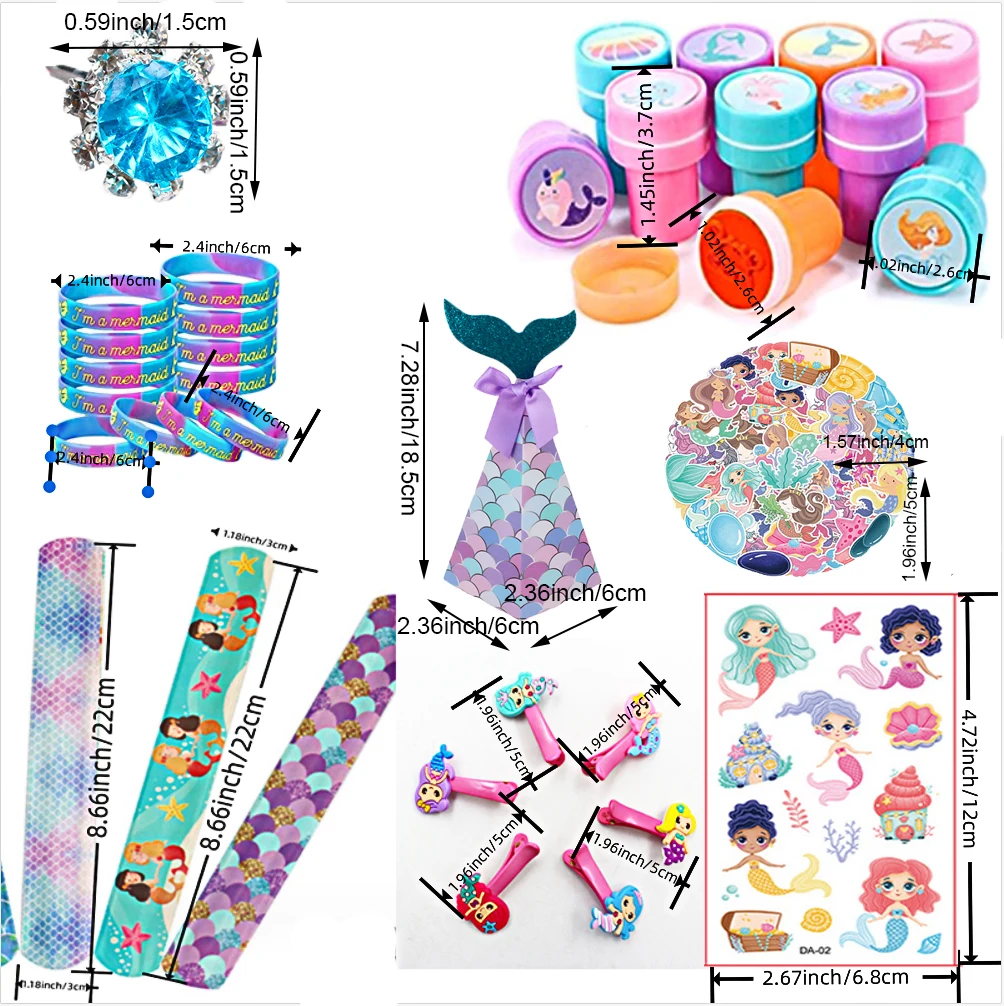 132Pcs Mermaid Party Favors Gifts for Girls, Mermaid Birthday Party Decorations,Mermaid Supplies Toys School Classroom Student
