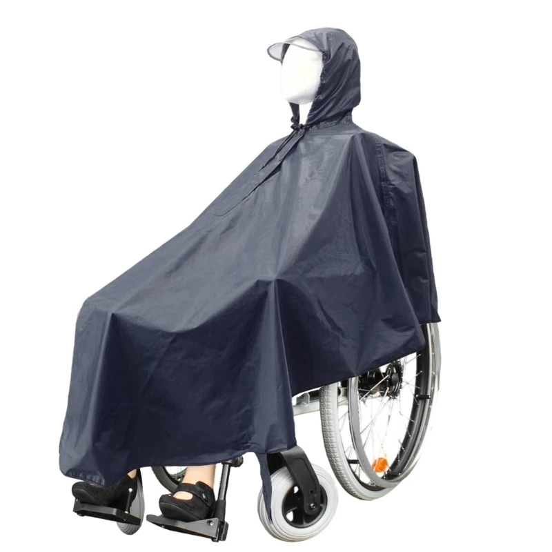 Waterproof Wheelchair Protection Shower Rain Wind Snow Universal Sizing Elderly Cape Drawstring Hood Raincoat