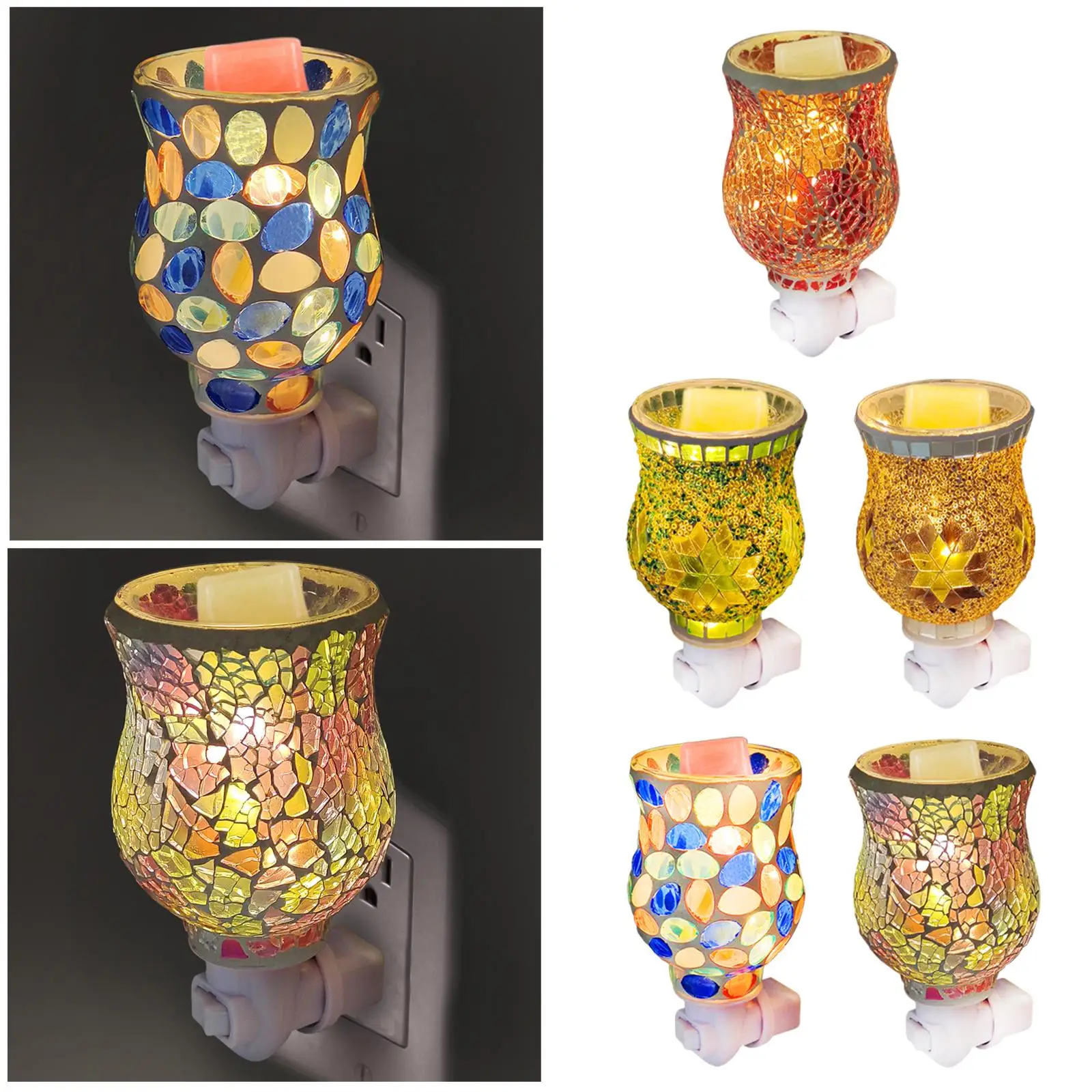 Wax Melt Warmer Lamp Creative Usplug Burner Ornament Diffuser Candle Decorative Mosaic Night Light for Kitchen Office Wax Melt Warmer Lamp Creative Usplug Burner Ornament Diffuser Candle Decorative Mosaic Night Light for Kitchen Office