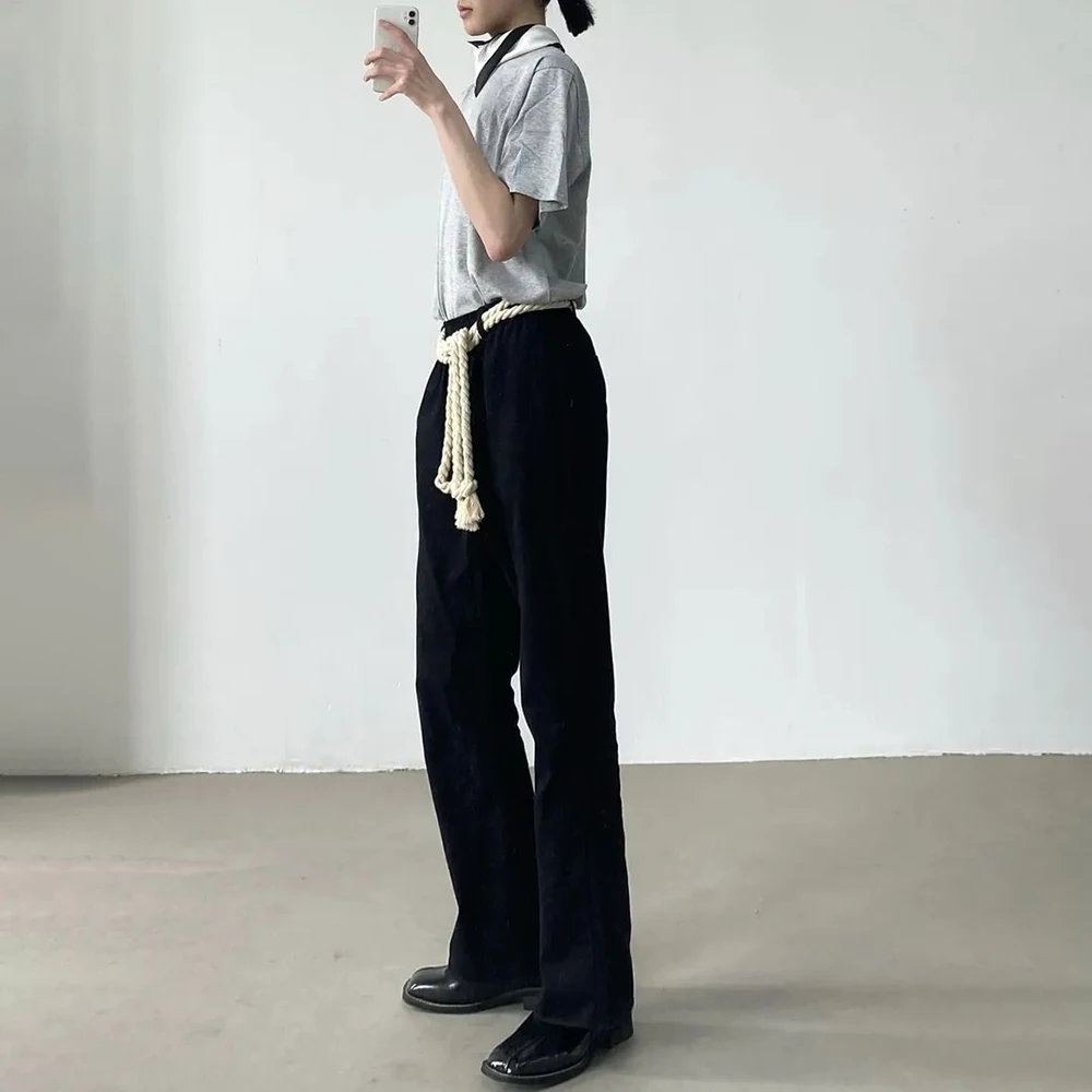 2024 European American High Street Micro-la Vibe Wind High Winter Trousers Wide-leg Casual 3D Tailoring Men's Trousers Long Pant