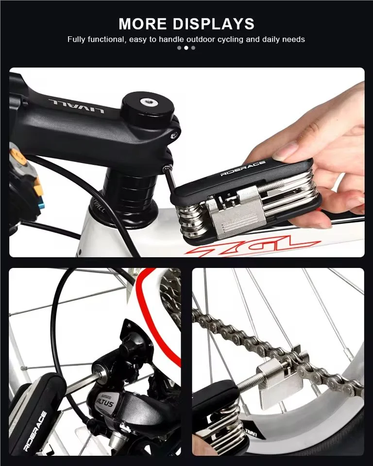 자전거 멀티툴 휴대용 자전거 수리 도구 12 in 1 체인 분리기 커터 육각 스포크 렌치 드라이버