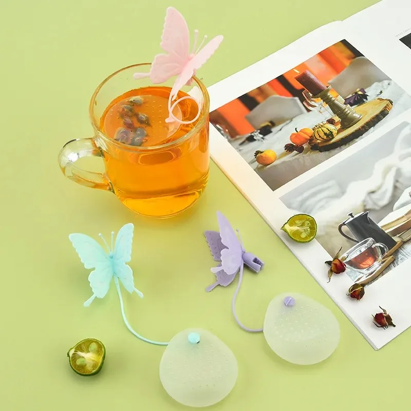 Tea Filter Creative Silicone Household Butterfly Shaped 18.5*5.5cm Three Colors Transparent