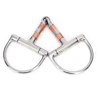 Horse Snaffle Stainless Steel D-Ring Horse Chew French Link Loose Thickeness Bit Loose Mouth Bit with Copper Rollers for Horse 1