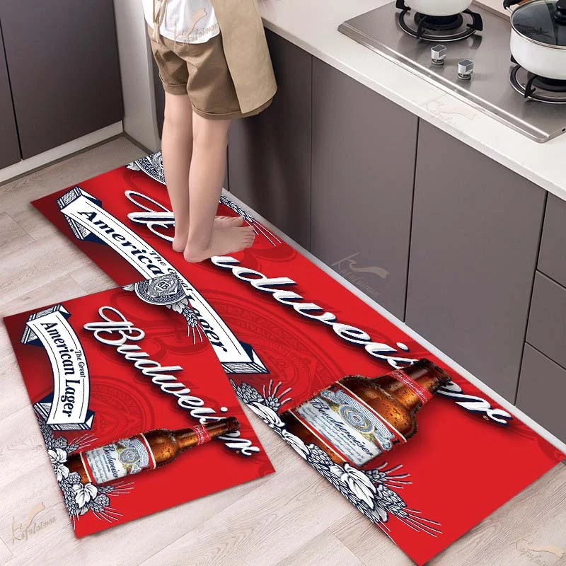 Budweiser Print Nonslip Door Mat Pad Kitchen Bathroom Carpet Rug Beer