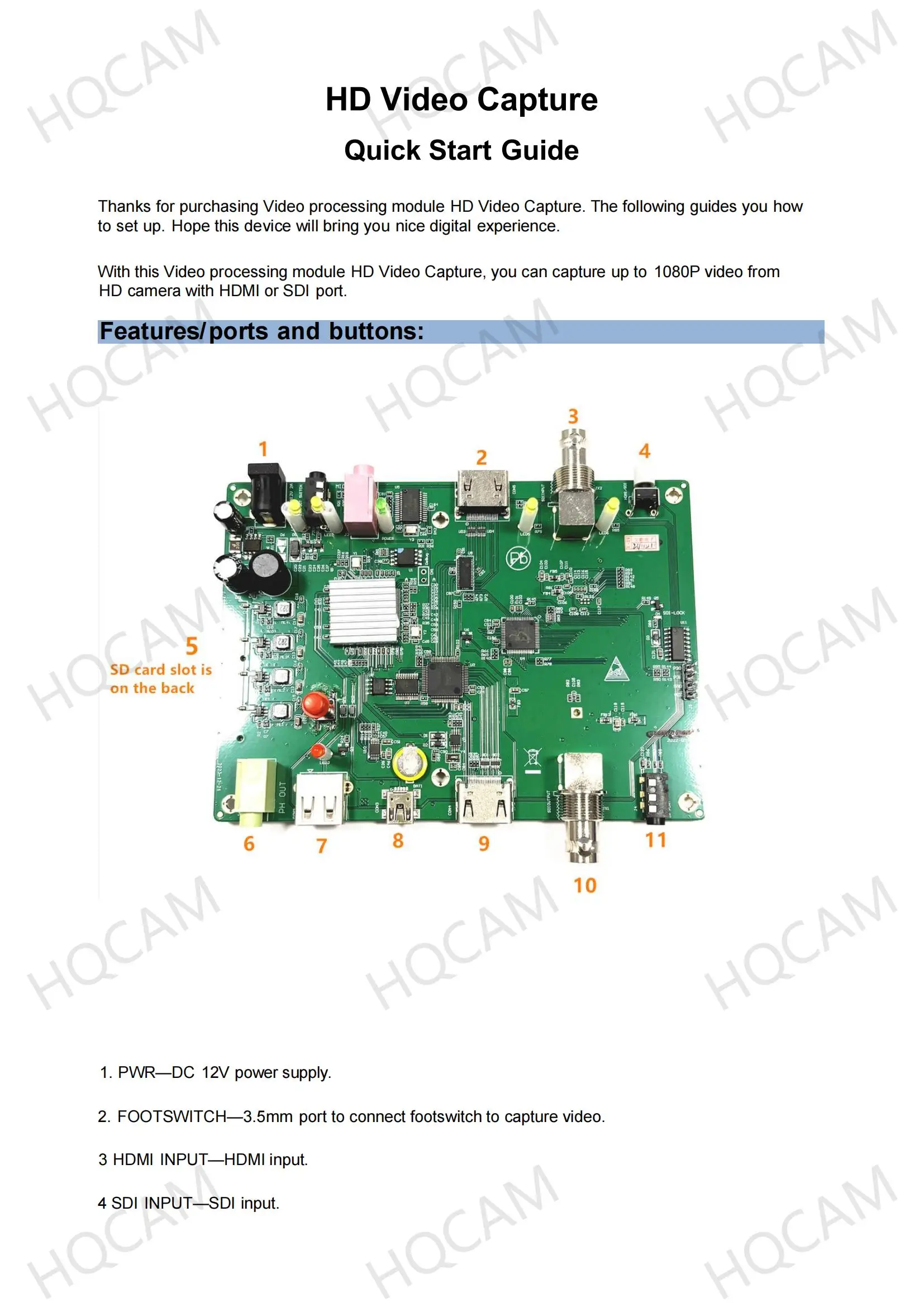 Video spracovateľská doska s konektormi a komponentmi