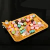 PEANDIM Creative Gold Metal Violet Flower Tray Hotel Fruit Tray Home Table Pastry Plate Wedding Party Cake Dessert Snack Charger 3