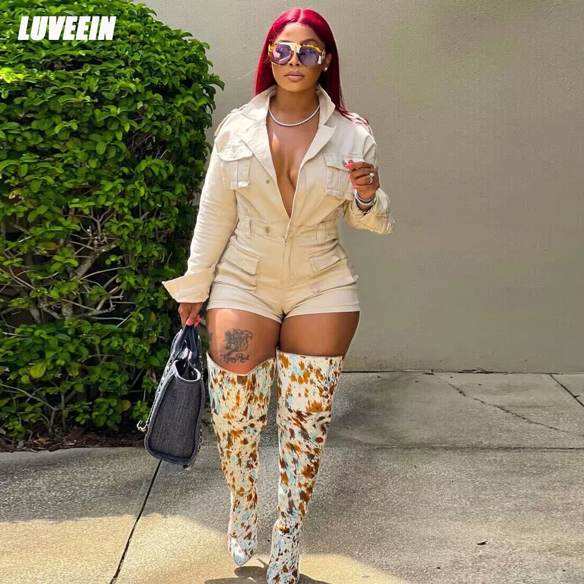 Denim Sexy Jumpsuits Y2K Streetwear 2023 Winter Fall Women Fashion One Piece Bodycon Denim Elegant Jean Club Jumpsuit Bodysuit