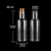 20pcs 25ml size 27*80*10mm Transparent Glass Wishing Bottles with Cork Stopper Empty Spice Jars Vials Christmas Wedding gift 2