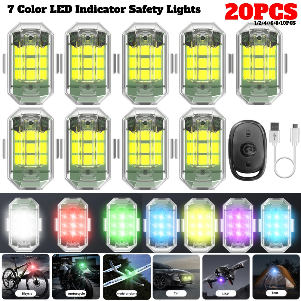 LED-Antikollisionslichter mit Fernbedienung, 7 Farben, 7