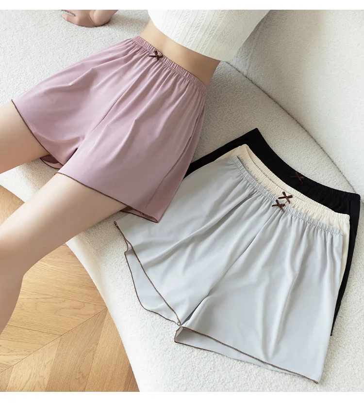 Pyjama Hosen Frauen Eis Seide Hosen Sommer Dünne Leggings Lose Atmungsaktive Plus Größe Mädchen Hause Shorts Weiß Pyjama Hosen Damen – Detail 21