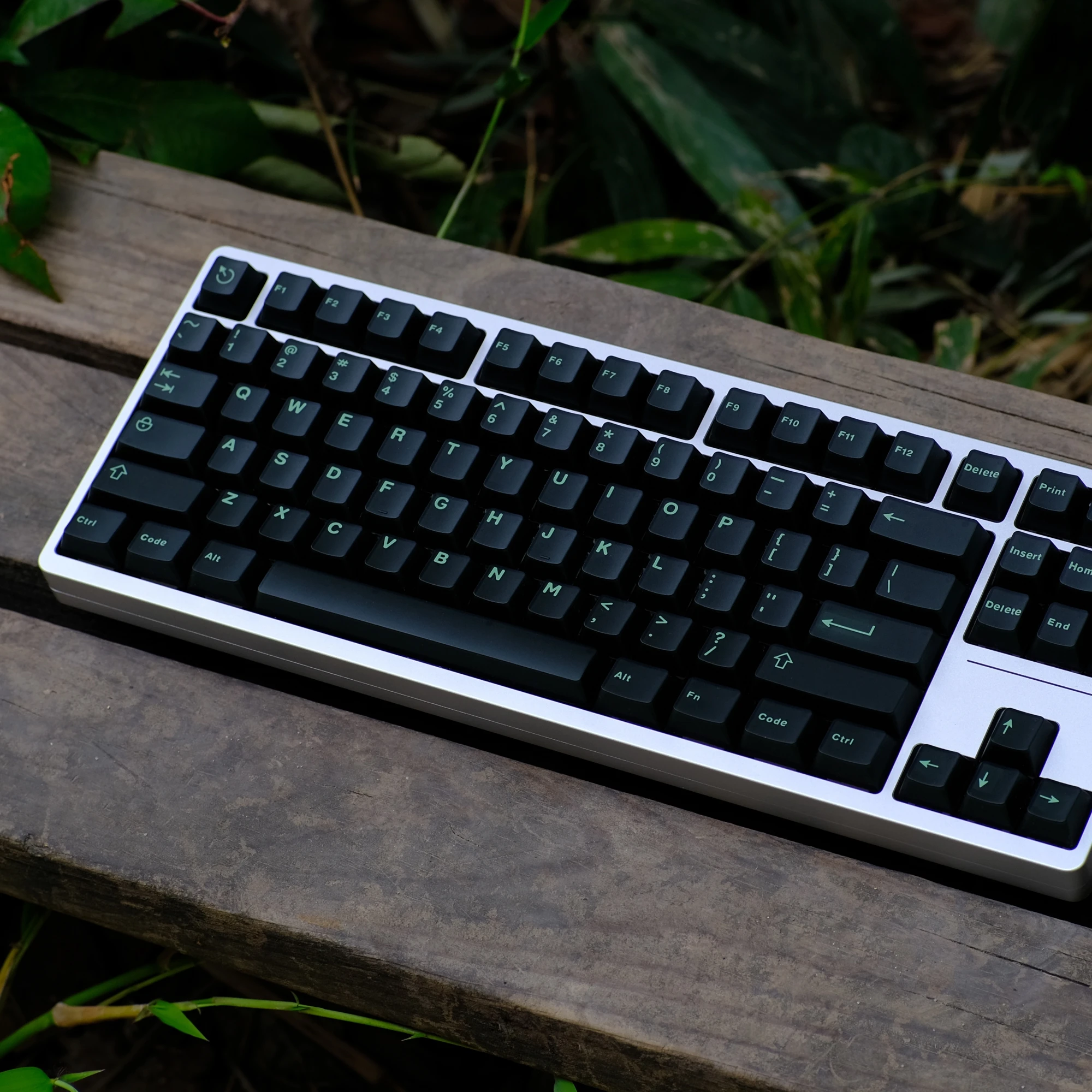 Abs Double Shot Keycaps Perfil de Cereja Keycap Semi Translúcido Aifei Olivia Ouro Preto Verde Escro Conjunto 121 Chaves