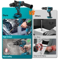 Perceuse à percussion électrique sans fil YOFIDRA 900N.M 13MM, 20+3 réglages de couple, visseuse portative, outil électrique compatible avec batterie Makita. 4