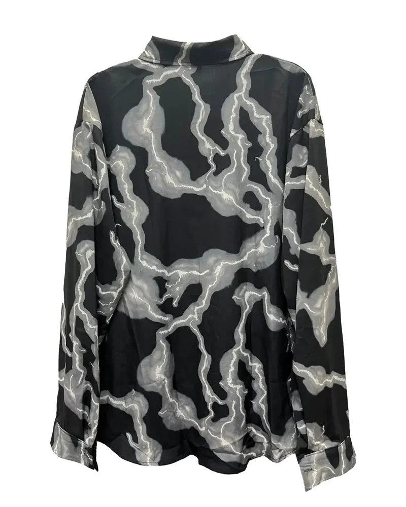 Fashion Men's 3D Purple Lightning Print Men's Casual Button Long Sleeve Shirt, Spring Summer Autumn, Tops S-6XL