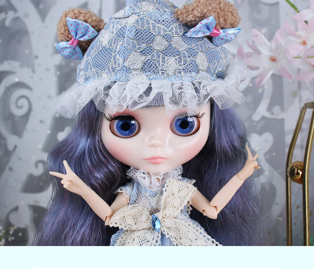 Autumna – Premium Custom Neo Blythe Doll with Purple Hair, White Skin & Shiny Cute Face 1
