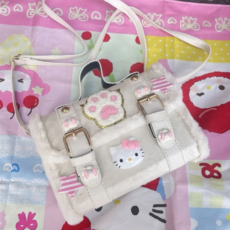 MBTI Y2k Hello Kitty Womens Shoulder Bag Harajuku Fashion Square Lolita Jk Cute Crossbody Bag Original Small New Kawaii Handbag
