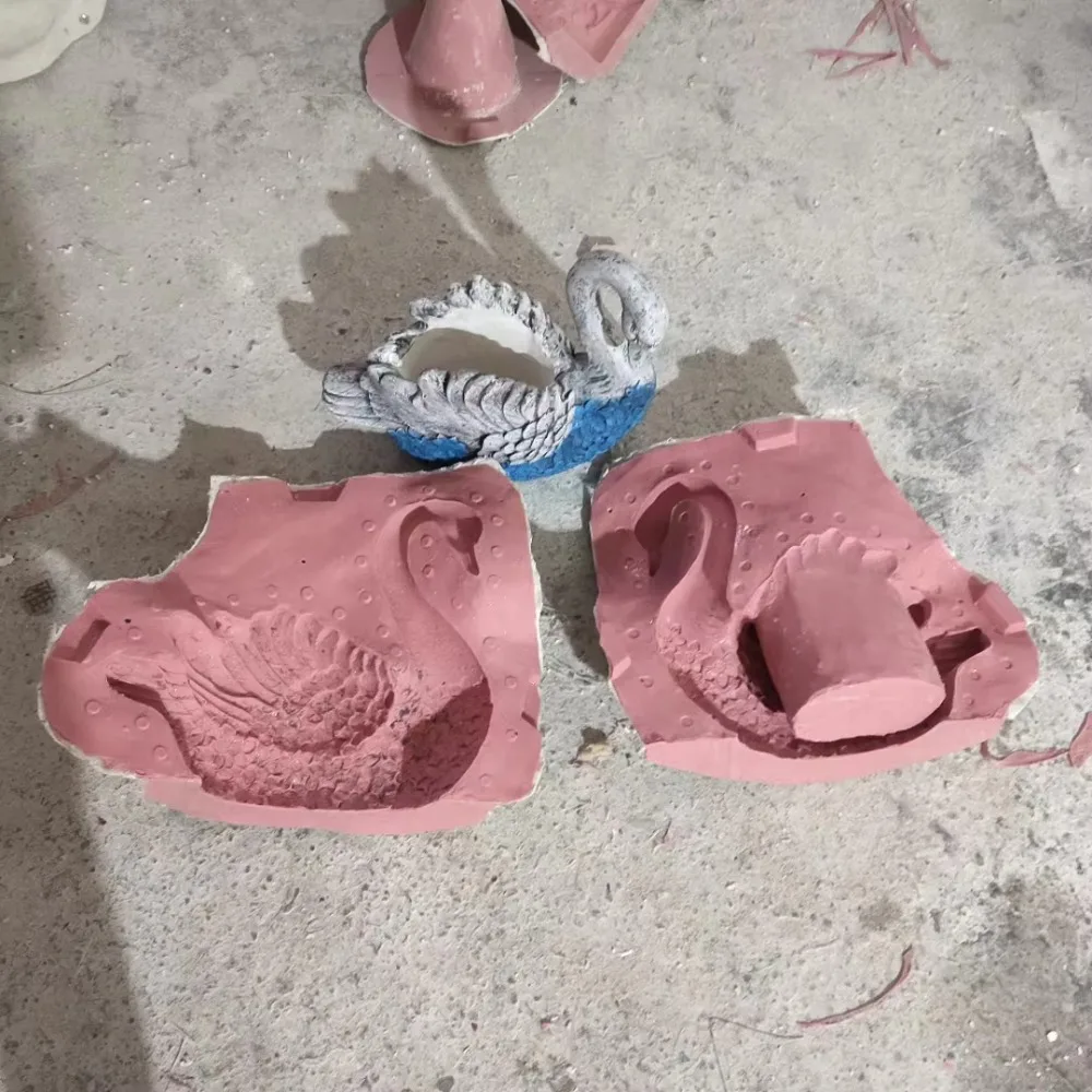Big Cement Concrete Planter flower pot fiberglass swan shape Molds for Outdoor Garden House Building Decoration