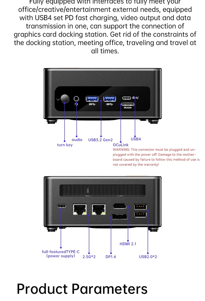 SZBOX GEM12 Ryzen 7 7840HS 8845HS R9 6900HX Mini PC Windows 11