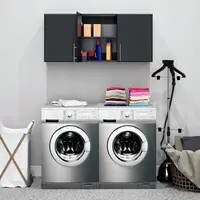 54" Wall Tool Cabinet Black Storage Bathroom Cabinet Pantry Cabinet with 2 Adjustable Shelves 12" D x 54" W x 24" H 2