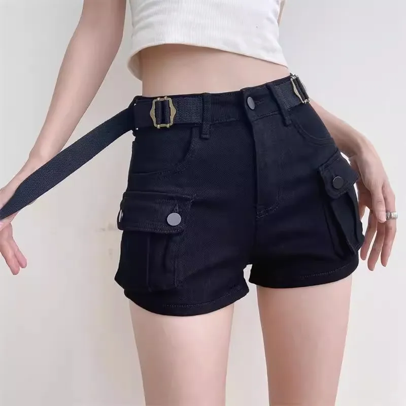 Sommer Cargo-Shorts für Damen Streetwear Vintage Sexy Denim Kurze Hosen Neue Skinny Jeans mit Großen Taschen Mini-Jeans mit Hoher Taille Cortos Vaqueros – Detail 6