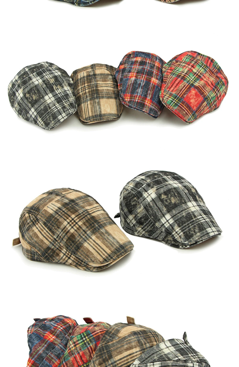 HT4800 Baskenmütze Kappen Männer Frauen Vintage Plaid Künstler Maler Baskenmütze Hut Männlich Weiblich Ivy Flache Kappe Frühling Sommer Einstellbare Herren Berets – Detail 3