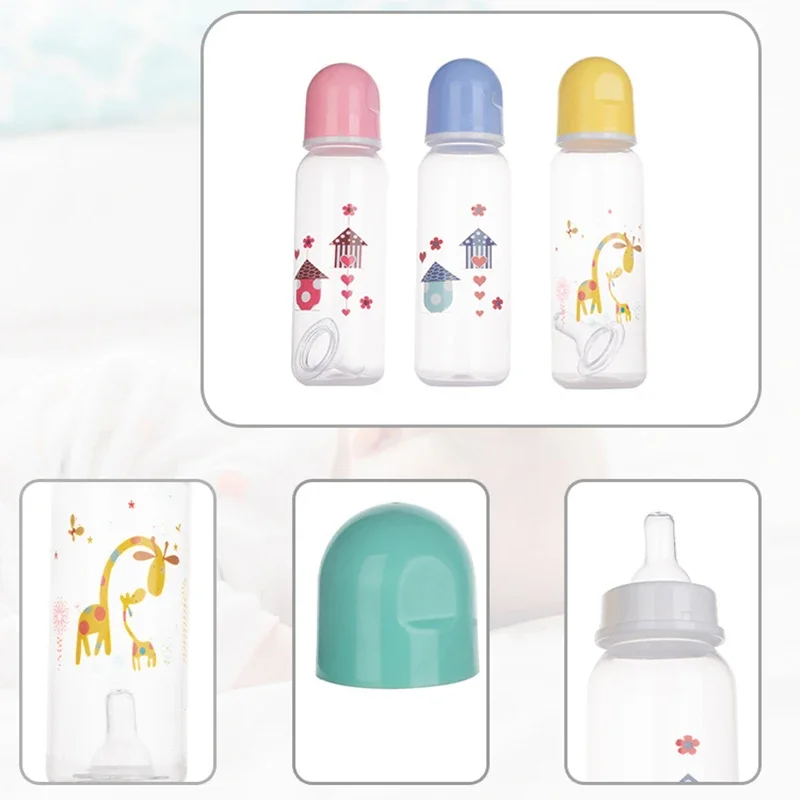 250mL Feeding Bottle Cute Kawaii Cartoon Food Storage Cup Baby Safe PP Material for Newborn Toddlers Infant Accessories