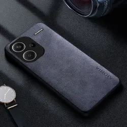 Premium Luxury Leather Phone Case - Business Style Solid Color Cover for Note 13 Pro Plus (Grey)