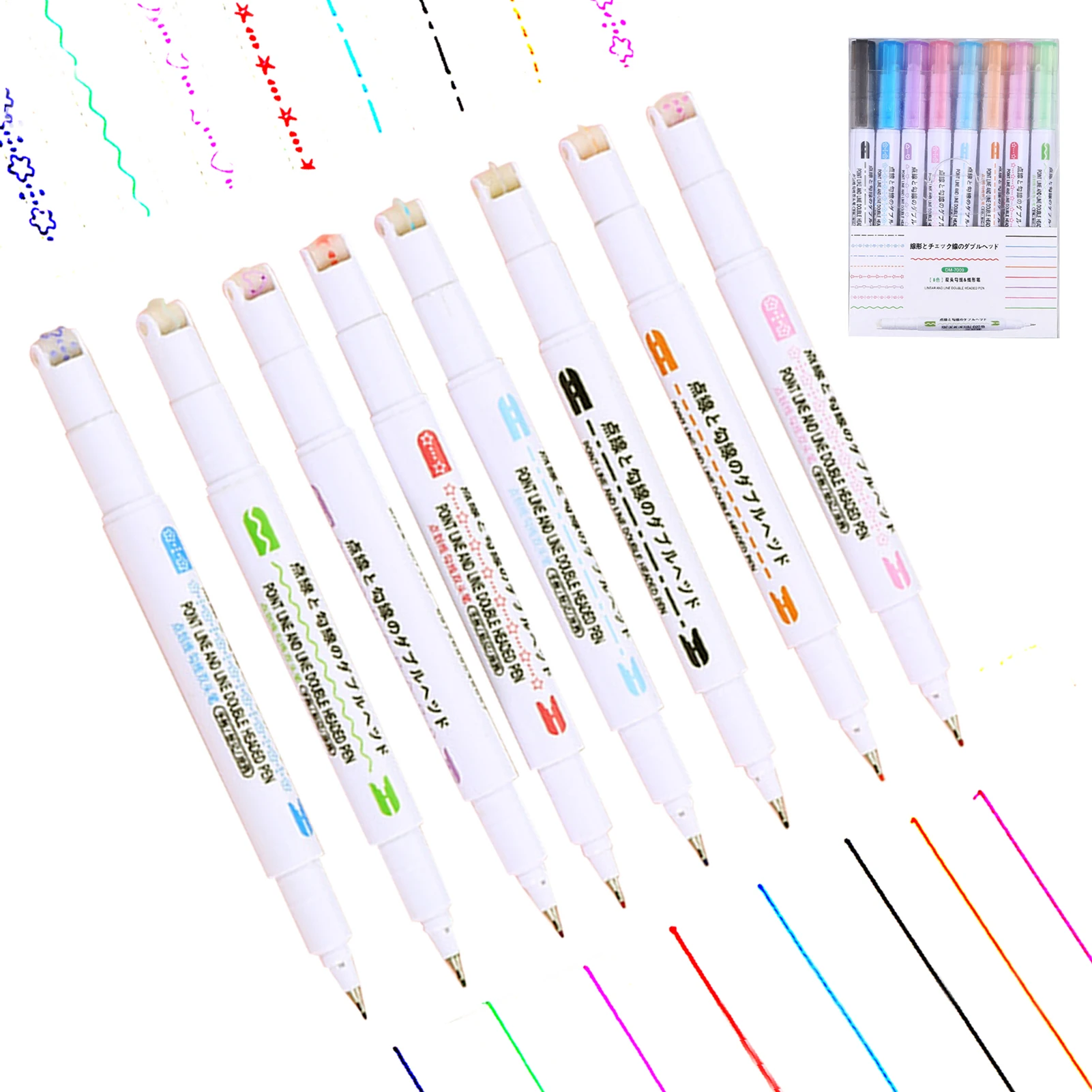 

8pcs With Different Shapes Dual Tip Assorted Colors School Office Drawingfor curveHighlighter Pen Set Scrapbooking Supplies
