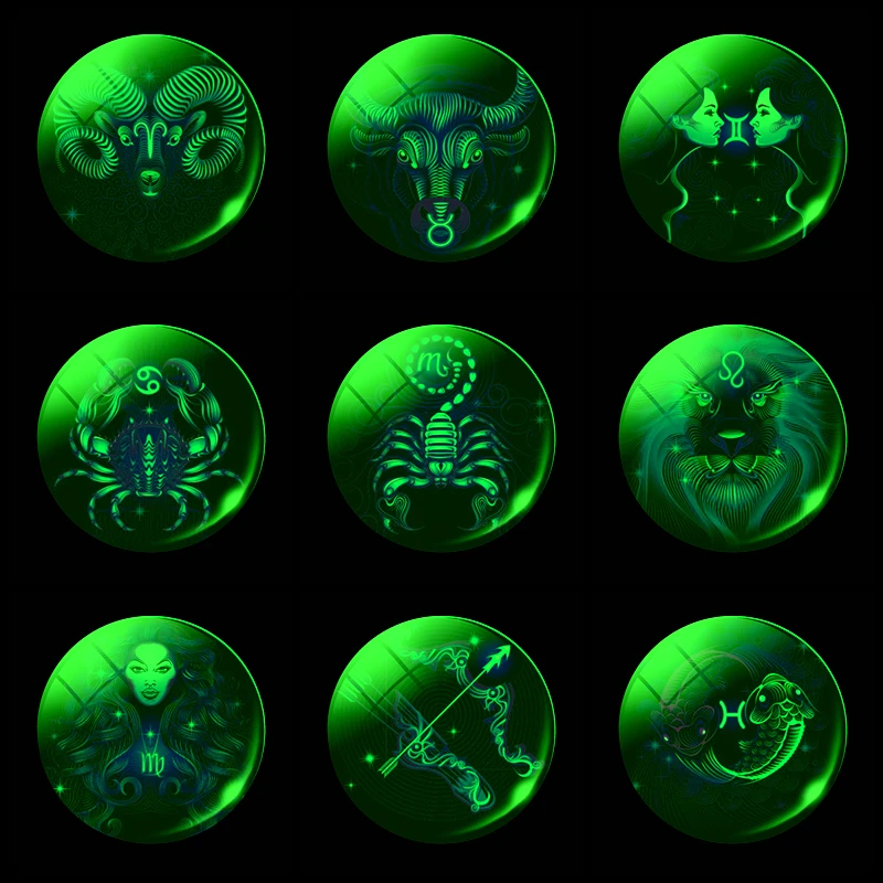 Luminous 12 Constellation Keychain Glowing Crystal Ball Key Ring Aquarius Keychain Sagittarius Libra Birthday