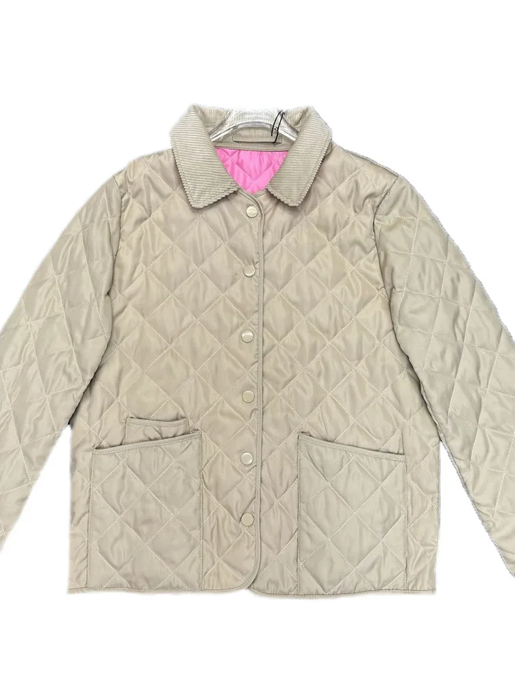 

Cotton jacket lapel short color collision loose shape double pocket design warm and comfortable 2023 winter new 1104