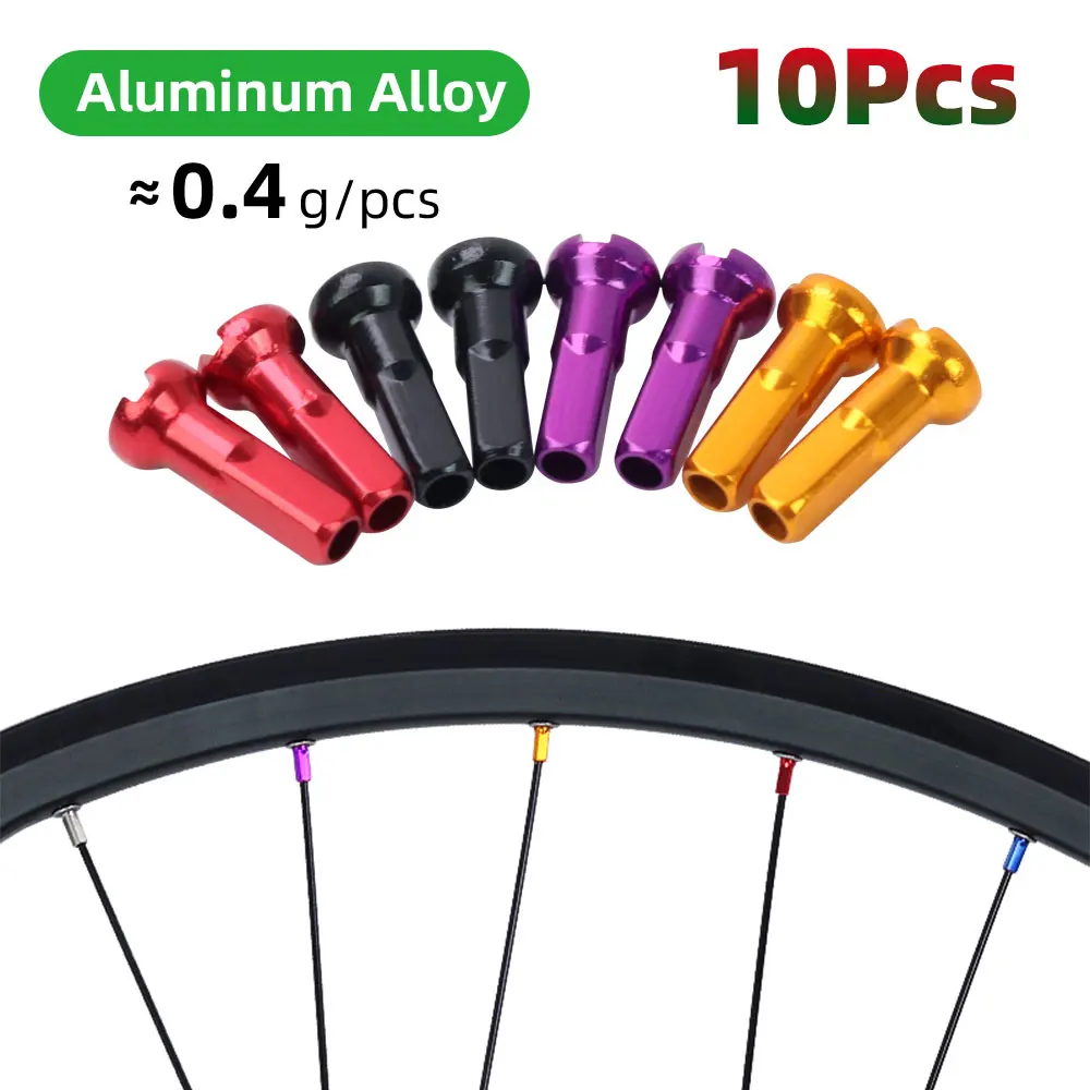 10pcs Aluminum Alloy Spoke Nipples Bike Wheel Spoke Nipples End Tips Caps