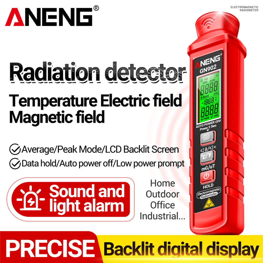 Digital Electromagnetic Field Radiation Tester LCD Backlight Screen Electromagnetic Radiation Meter Sound Light Alarm for Home