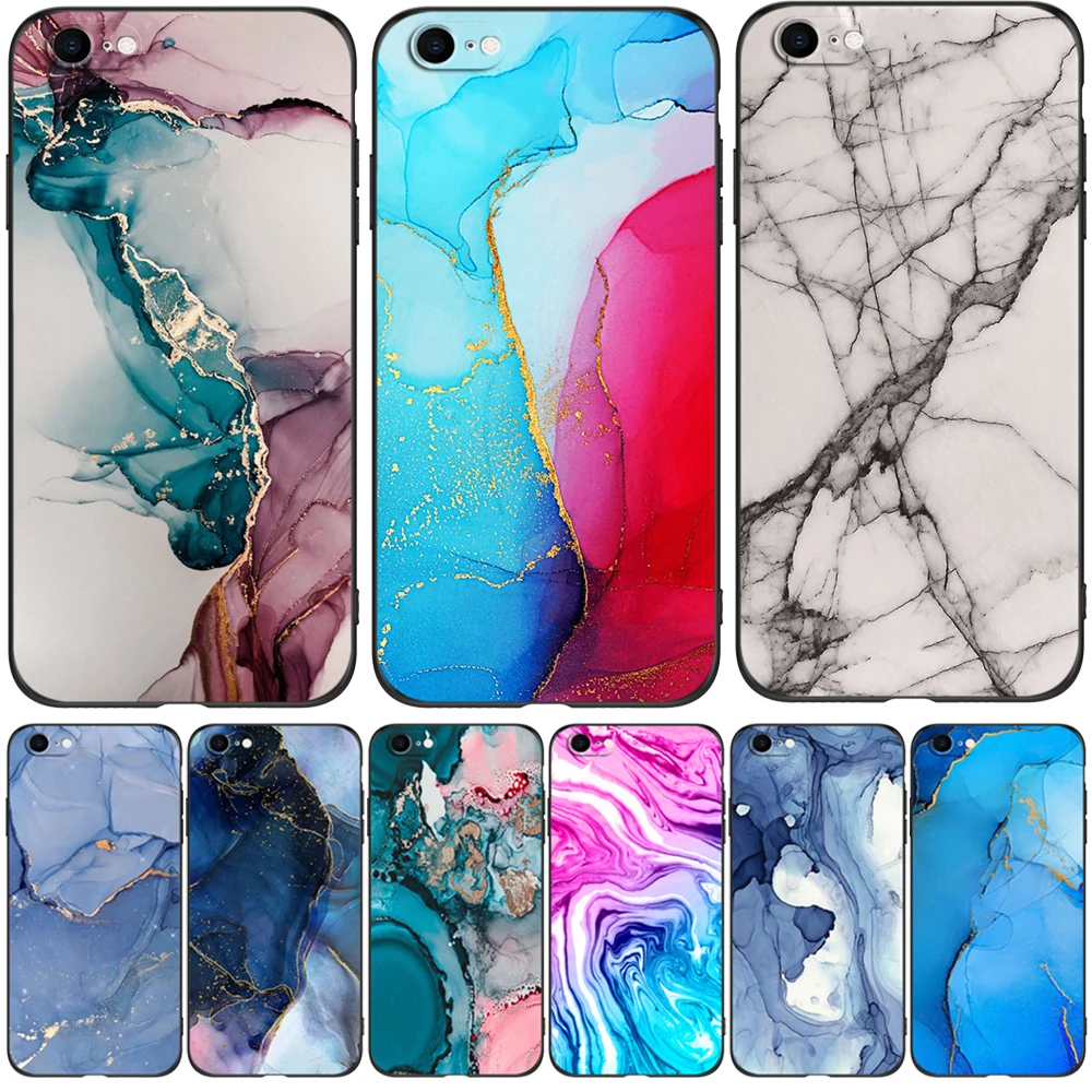 Per Iphone 5 S 5 S Se 2016 4.0 "Custodia Per Telefono Su Apple Iphone 6 S 6 S Plus Funda Bumper Custodia In Tpu Nero Fashion Marble Pattern