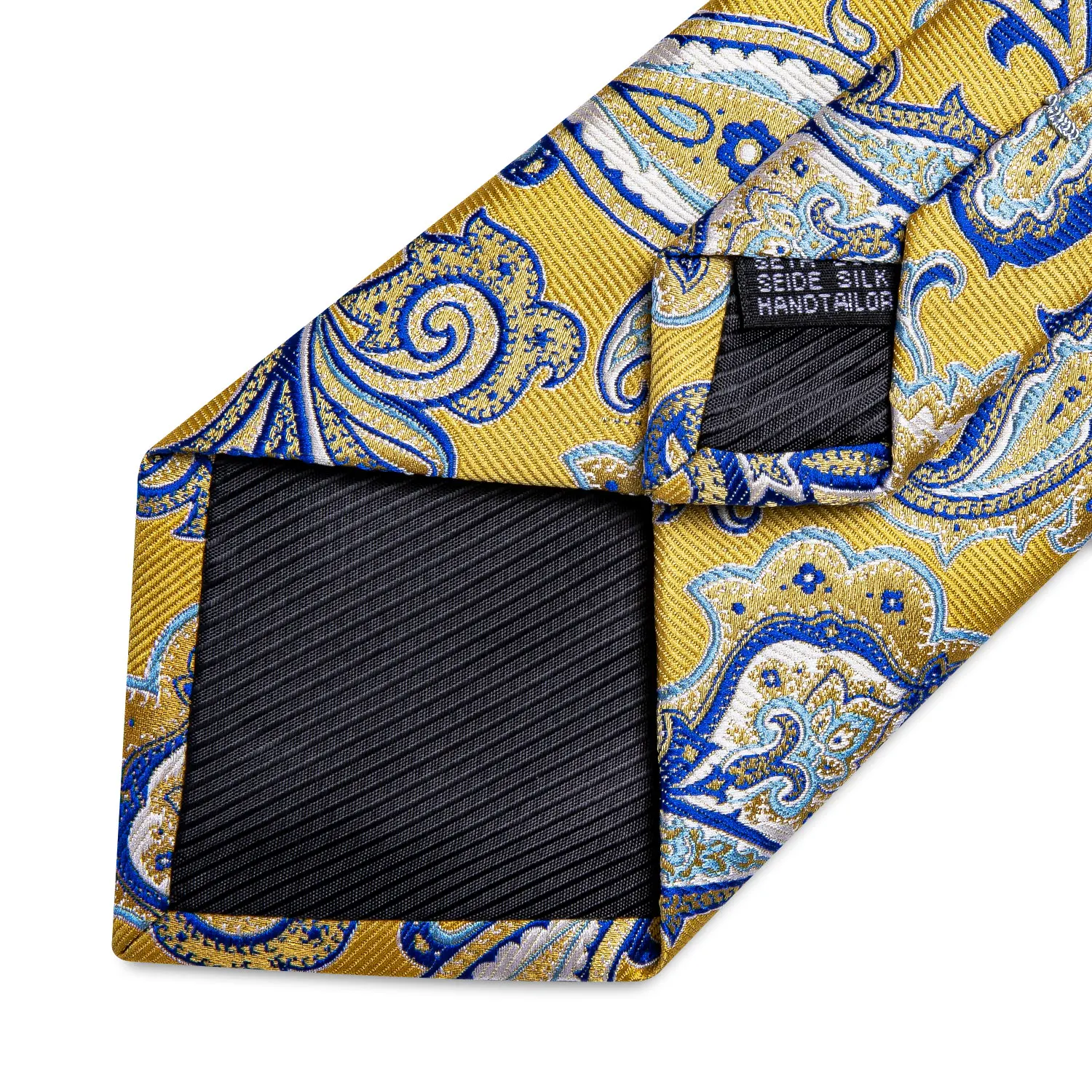 Mannen Zijden Das Stropdas Zakdoek Set Met Ring Bloemen Teal Blue Wedding Formele Zelf Stropdas (Kleur: Gouden Ring, Maat: One size