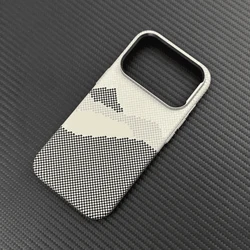 Ultrathin Carbon Fiber Texture Magnetic Case with Alloy Lens and Wireless Charging Compatibility - iPhone Air (White)