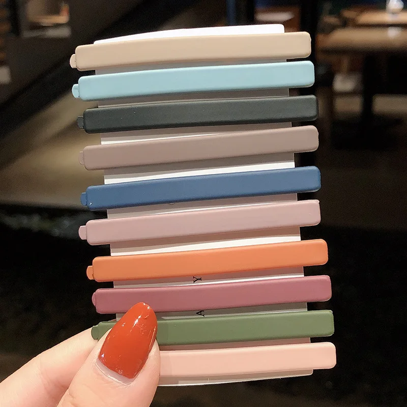 Description Picture 4 of item10Pcs/set Solid Colors Hair Clips Fashion BB Clips Edge Hairpins Women Hair Accessories