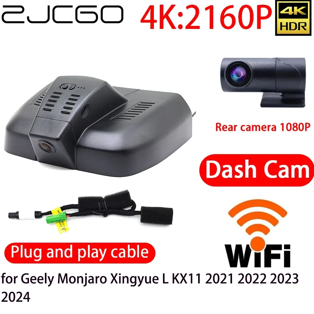 

ZJCGO 4K DVR Dash Cam Wifi Front Rear Camera 24h Monitor for Geely Monjaro Xingyue L KX11 2021 2022 2023 2024