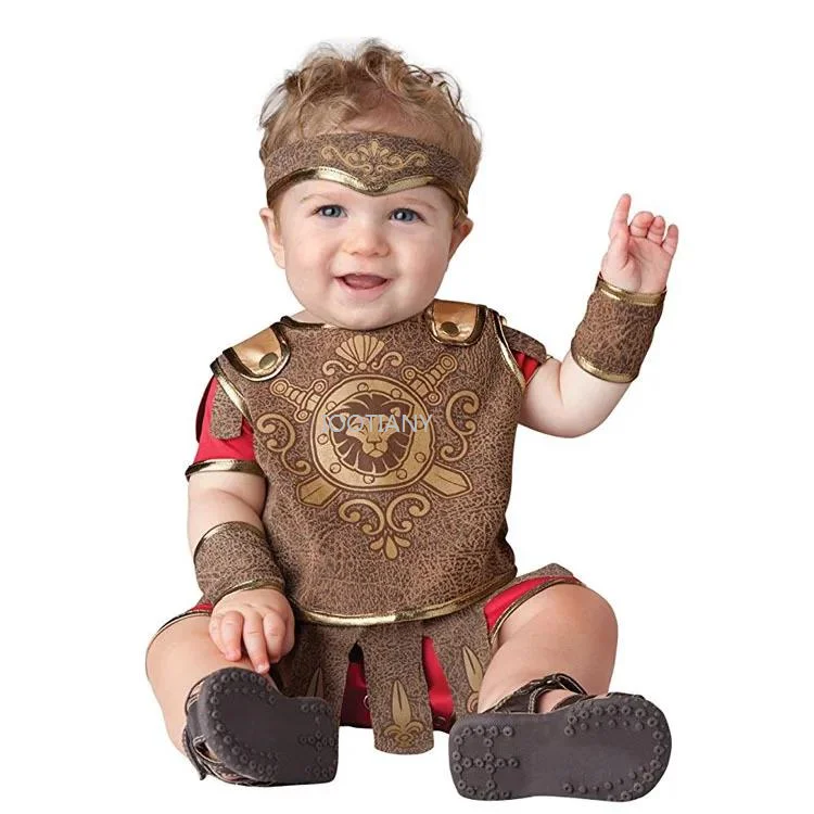 

0-3 Years Old Kids Photography Birthday Bodysuit Gladiator Egyptian Arab Warriors Baby Cosplay Costumes Carnival Stage Play Set