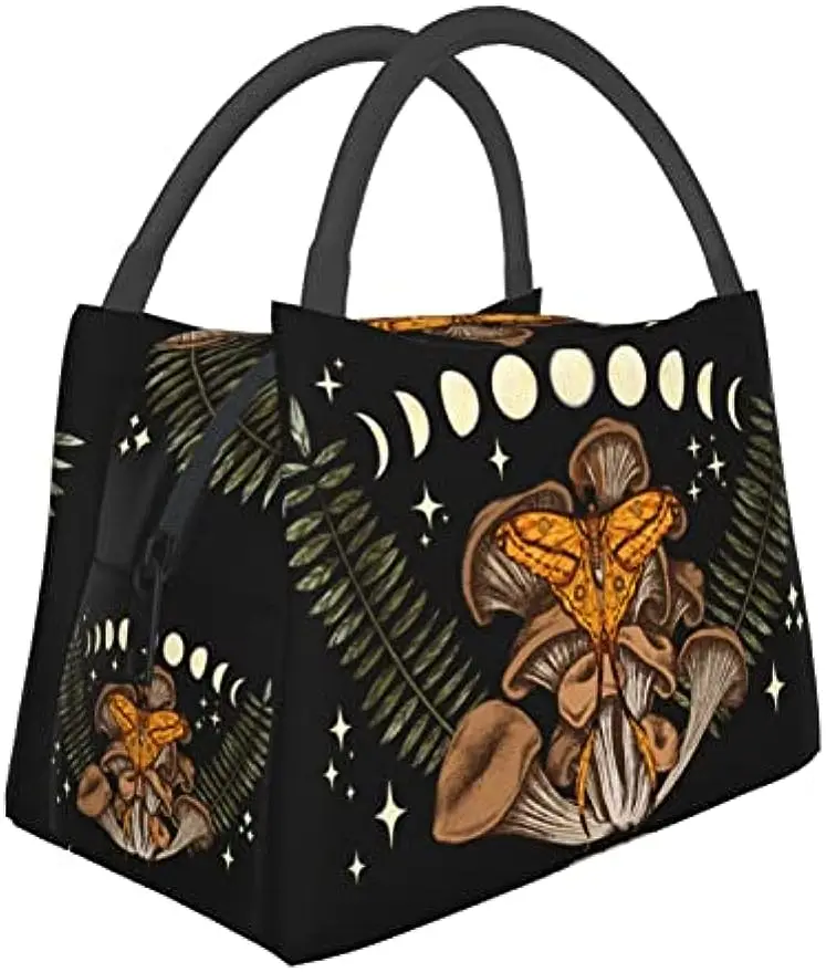 

Mushroom Moth Insulated Lunch Bags for Women Men, Reusable Lunch Cooler Bags Tote Box Meal Prep for Work Picnics or Travel