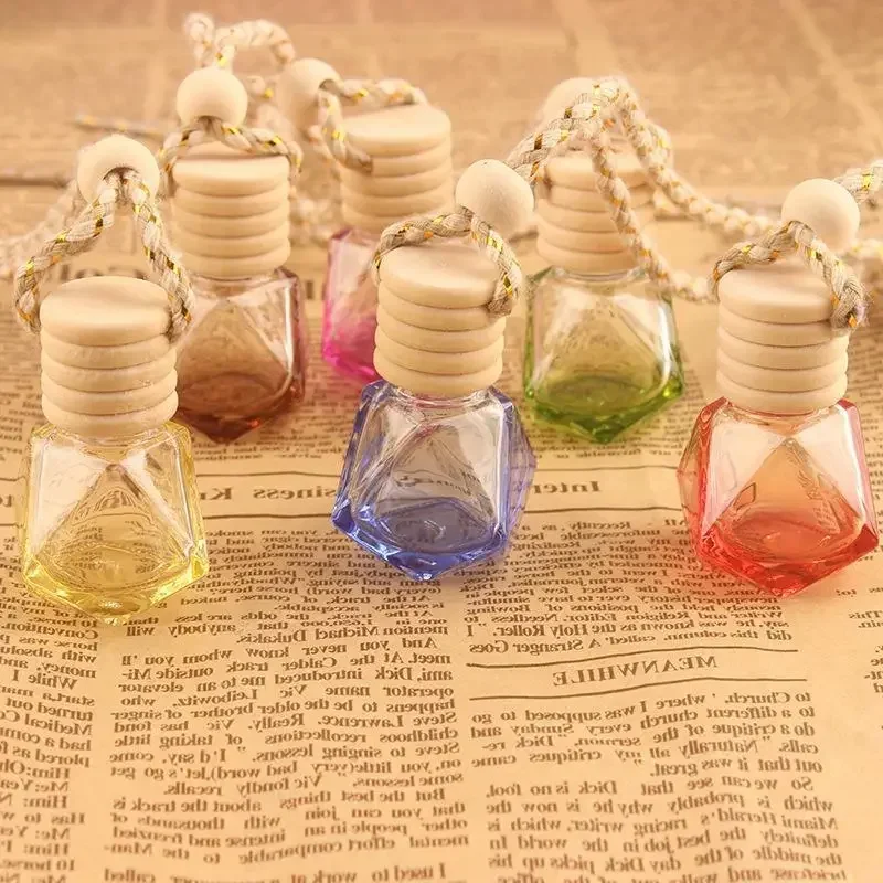 8ml Clear Glass Essential Oil Bottles Empty Perfume Bottle Pendant Car Air Freshener Hanging Decoration Fresh Aromatherapy
