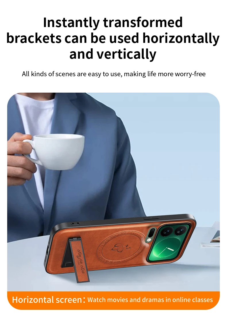Magnetic Leather Stand Case with Camera Protection and Holder Cover