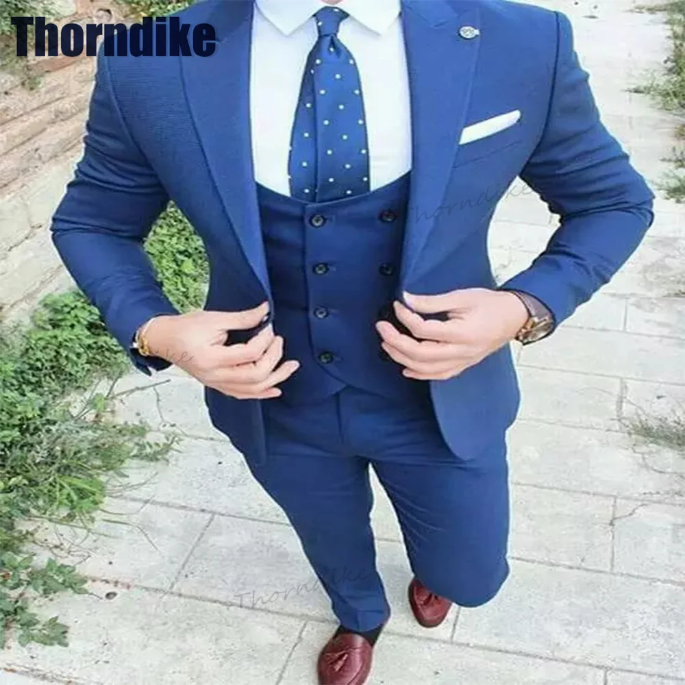Thorndike High Quality 3 Pieces Men Suits Groom Wear 2023 Groomsmen Casual Tailored Made Slim Fit Wedding Tuxedo Suits for Men