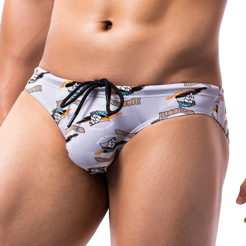 Men Swim Trunks Swim Briefs Swimsuits Bikini Beach Shorts Surfing Board Shorts Thin Swimwear Low Rise Bathing