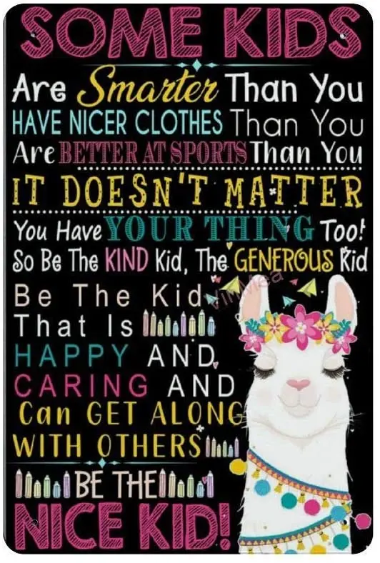 

Детская ретро-лама Be The Nice, металлическая фотоплакат, Настенный декор, потертый шикарный подарок, подходит для 12x8 дюймов