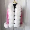 Women's Cropped Sweater Cardigan Spring Autumn Hot Sale Faux Fur Knit Sweater Cardigan with Faux Fox Fur Fur Collar Ladies Coat 5