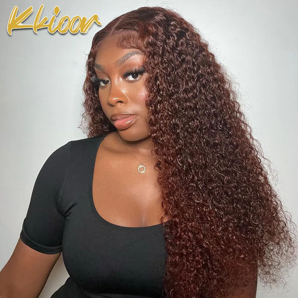 

Reddish Brown Deep Wave Wig Brown HD Lace Frontal Brazilian Hair Wigs 13x4x1 Human Hair Water Curly wig 30Inch Human Hair Wigs