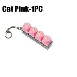 Compact LED Keychain with Clickable Buttons - Stress Relief Desk Accessory & Office Decor Gift (Cat Pink - 1PC)